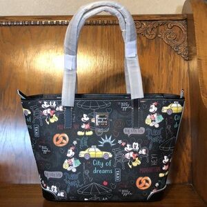 NWT-Dooney & Bourke-Disney-Mickey & Minnie Mouse-New York-Tote Bag-Black-$248